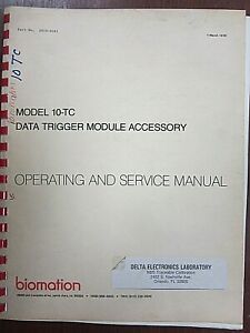 Biomation Model 10-TC Data Trigger Module Accessory Operating &amp; Service Manual