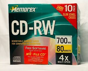 VTG Memorex CD-RW 700MB 80 min CD-RW 4X Multi Speed Recordable CD 10 Pack New
