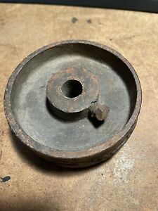 Antique Flat Belt Pulley As Used With Hit &amp; Miss Engines, Motors, Etc
