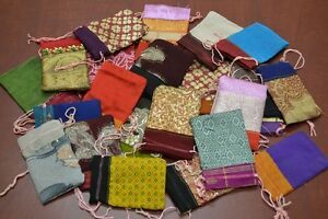 24 PCS HANDMADE DRAWSTRING JEWELRY GIFT POUCHES BAGS 2&#034; x 3&#034; #8010