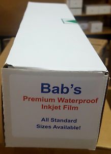 10 Rolls Babs Premium Waterproof Inkjet Transparency Film 17 x 100 Roll