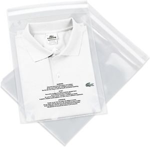 Spartan Industrial - 10” X 13” 100 Count Self Seal Clear Poly Bags with Warning