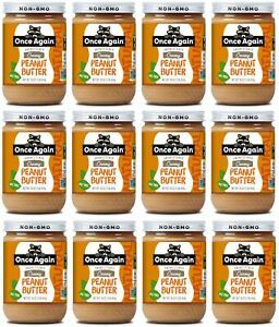Once Again Natural Old Fashioned No Salt Creamy Peanut Butter, 16 Ounce - 12 ...