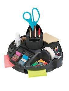 Post-it Rotary Organizer with Tape, Post-it Notes and Flags, Plastic, Black