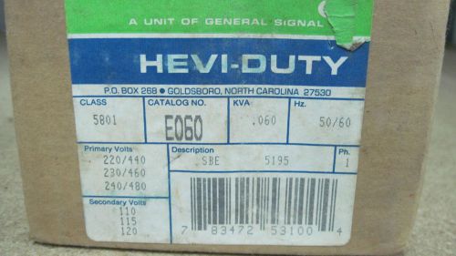 NIB HEVI-DUTY CLASS 5801 .060 KVA CONTROL TRANSFORMER