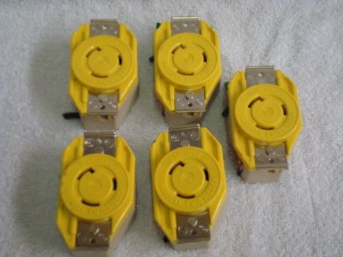 Lot of 5 hubbell twist lock 20 amp 125v 2 pole 3 wire track mount receptacle for sale