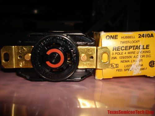 Hubbell 20a 125/250v male twist-lock plug hbl2410a nema l14-20r 3 pole - 2410a for sale
