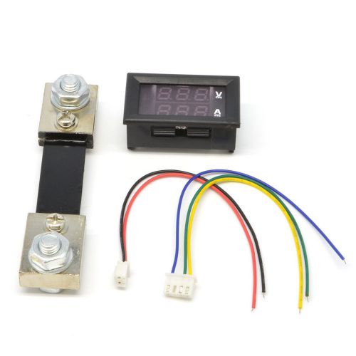 100V DC Digital Voltmeter Ammeter LED Panel Amp Shunt For 12v/24v Car Caravan