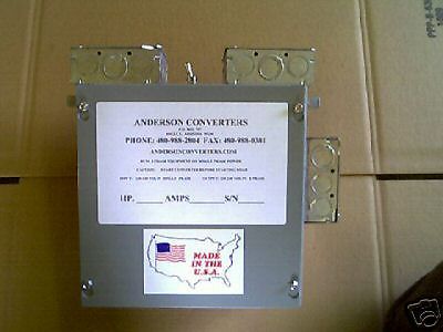 New!! 5 hp rotary 3 phase converter panel for sale