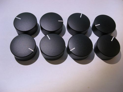 Lot of 8 Black Plastic Knobs for Stereo Hi-Fi 1-1/2 in dia 3/4 in High NOS