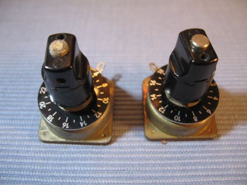 2 VINTAGE RUWIDO POTENTIOMETERS, 50,000 OHMS, WITH SCALE &amp; KNOB, USED