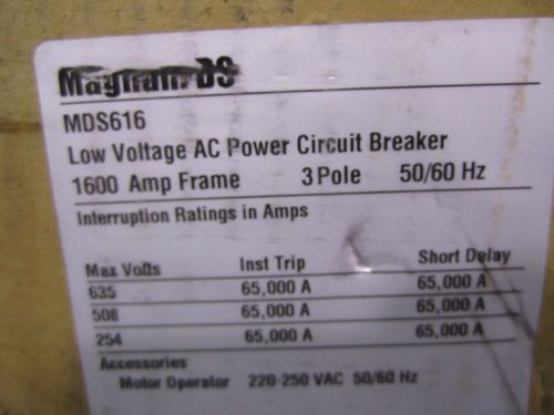 NEW EATON MAGNUM DS BREAKER MDS616 NEW IN BOX 1600A MDS6163HEA.