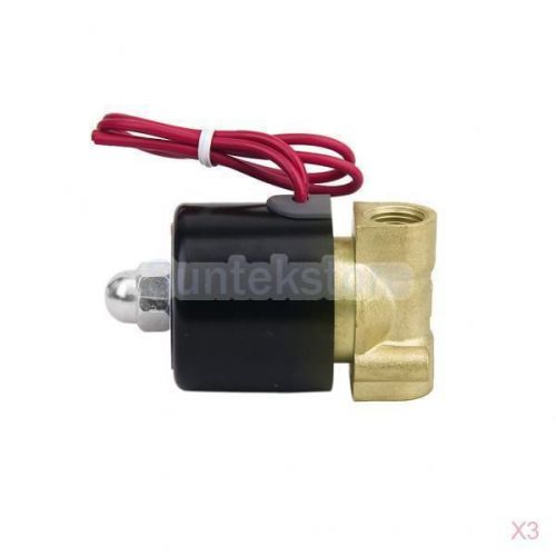 3x ac 220v 1/4&#034; inch electric solenoid valve for water air gas normally closed for sale