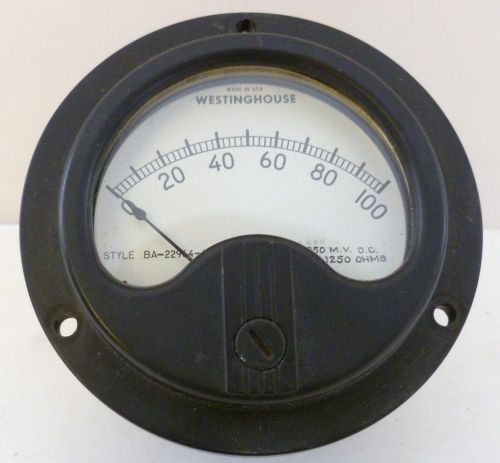 Westinghouse meter 0-100 style ba-22964 id type ox-33 dc res. 1250 ohms vtg for sale