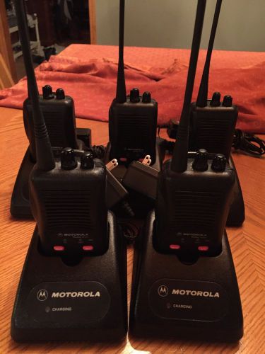 Set of five (5) motorola radius sp50+ portable uhf radios with chargers for sale