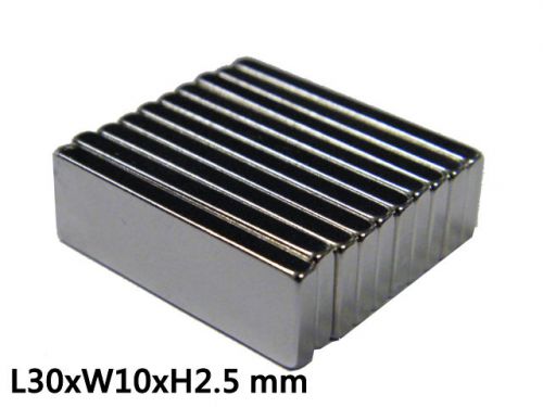 8 pcs super strong neodymium rare earth n 38 rectangle magnet nickel 30x10x2.5 for sale