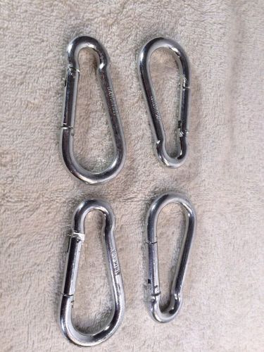 Four  3 1/2&#034; Stainless Steel Snap Hook Carabiners