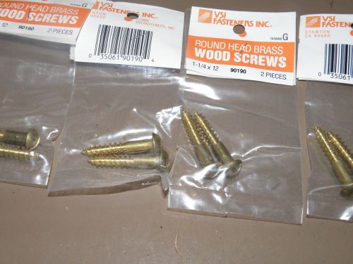 Lot of 89 2 Pc. Packs (178 Total) Round Head Brass Wood Screws 1 1/4&#034; x 12