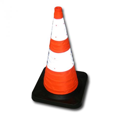28&#034; Heavy Duty Collapsible Safety Road Cone Traffic Cone With 4 LED Lights