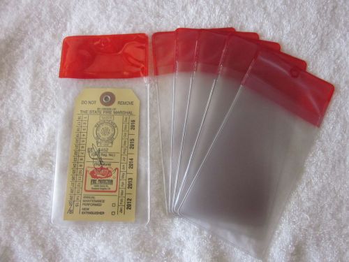 LOT OF 6-HEAVY DUTY FIRE EXTINGUISHER TAG COVERS (3 1/4&#034; X 7&#034;)