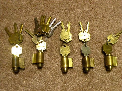 Five vintage lock cylinders with working keys - arrow and ilco for sale