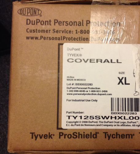 DuPont Tyvek Coverall Personal Protection Suit Size XL- TY125SWHXL002500 -1Piece