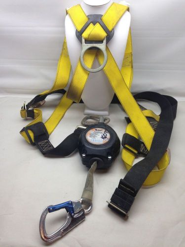 Lot safewaze retractable lifeline ms-16 &amp; safety harness 10910 size universal 9 for sale
