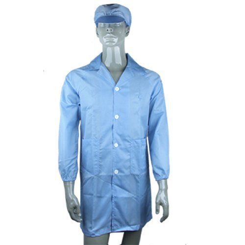 NEW Blue Anti-static LAB Smock Coat Clothes Hat Size Small