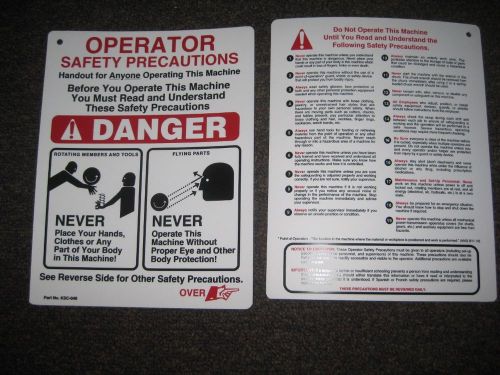 OPERATOR SAFETY PRECAUTION SIGN machine operator safety caution Part No: KSC-048