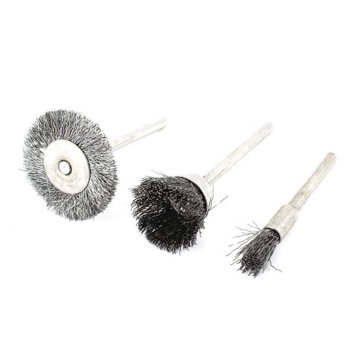 Metal 3mm Shank Silver Gray Steel Wire Polishing Brush Wheel 3 in 1