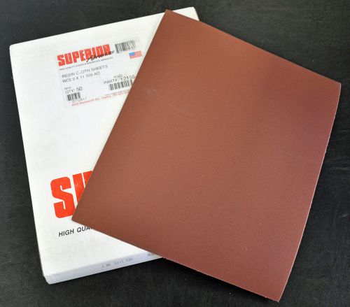 9 x 11 320 grit Superior resin bond alum oxide cloth sand paper 25 sheets