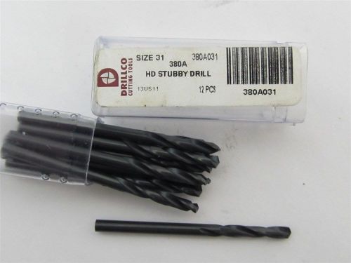 Drillco 380a031, #31, 380 series hd stubby drill bits - 12 each for sale