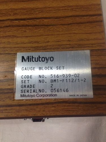 Mitutoyo Gauge Block Set-112 pcs(516-939-02) Very Lightly Used