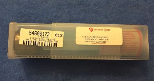 NEW VERMONT GAGE THREADED GAUGE 1 3/8-16 UNJS 3B G/NG W/P ASSY PD 1.3374/1.3424