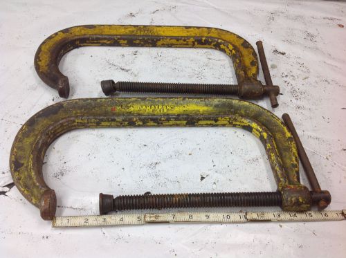 (2) Armstrong 412  Deep Throat Heavy Duty C-Clamp 3-12&#034; Opening USED TOOL