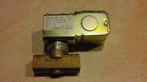 Dayton 3/8&#034; brass solenoid valve 2 way nc new with 3pu19 12 volt dc coil for sale