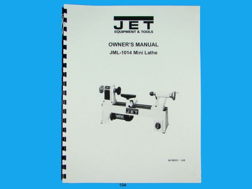 Jet   JML-1014 Wood Lathe Owners  Manual *194