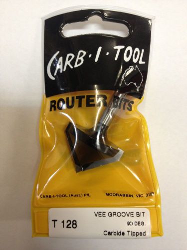 CARB-I-TOOL T 128 90 DEGREE x  1/4 ” CARBIDE TIPPED VEE GROOVE CUTTER ROUTER BIT