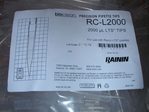 500 pack Rainin RC-L2000 Disposable 2000 uL LTS Pipette Tips