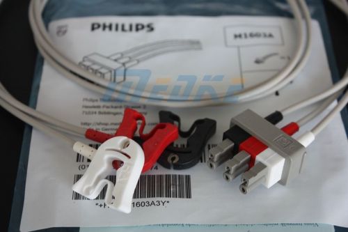 Philips M1603A Original Shielded  ECG Leadwire,3Leads, Pinch, AHA