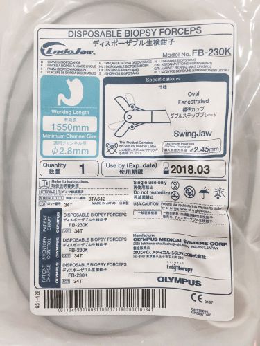 OLYMPUS FB-230K EGD Biopsy Forceps 2.8mm x 1550mm IN DATE, 2018-03!!!