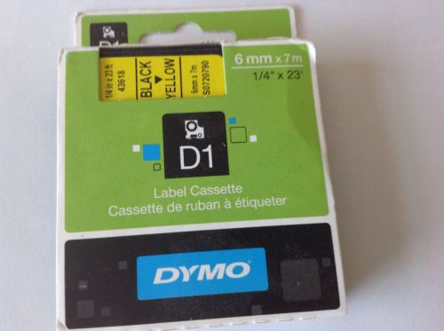 Dymo D1 Label Tape 43618 - 6mm x 7m Black on Yellow Tape cassette - BNIP