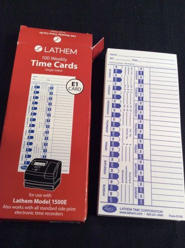 Lathem Time Cards Model 1500E Single Sided 100 qty E1 Card * New * Make Offer
