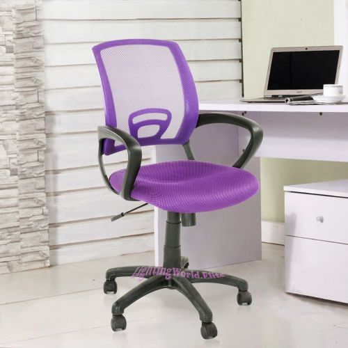 Purple Executive Swivel Office Chair Computer Desk Study Chair Fabric Mesh Arms