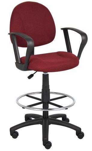 B1617 BOSS BURGUNDY DRAFTING STOOL WITH FOOTRING AND LOOP ARMS