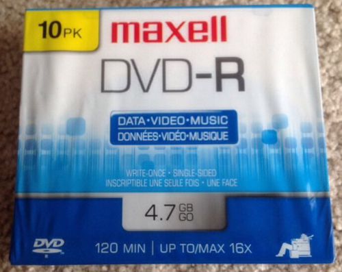 Maxell DVD-R 4.7 GB 10 Pack- DATA/MUSIC/VIDEO