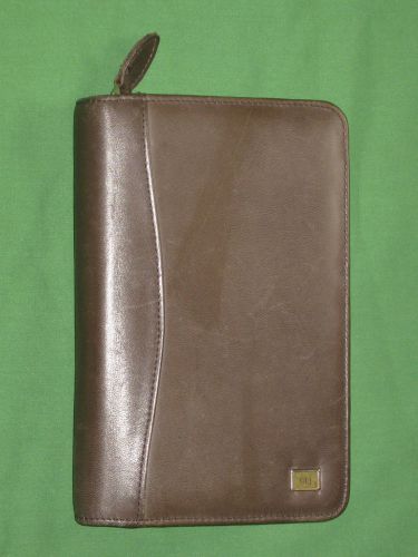 Portable ~1&#034; genuine leather day timer planner binder compact franklin covey 870 for sale