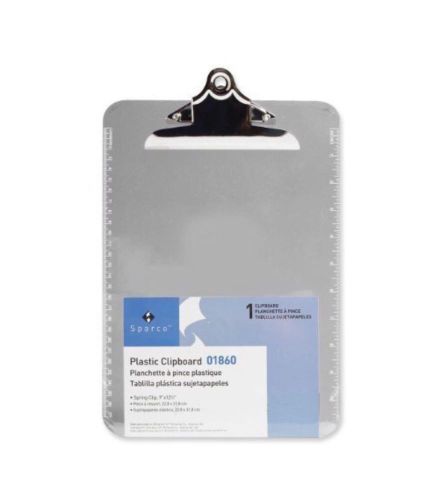 Sparco clipboard - 9&#034; x 12.50&#034; - spring clip - plastic - clear (spr01860) for sale