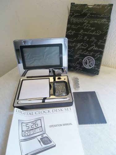 DIGITAL CLOCK DESK SET NEW FROM THINGS REMEMBERED ENGRAVABLE