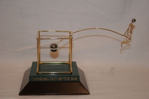 WIRE KINETIC BALANCING MAN &#034;Thinking Out of the Box&#034; Executive Fun Desk Toy
